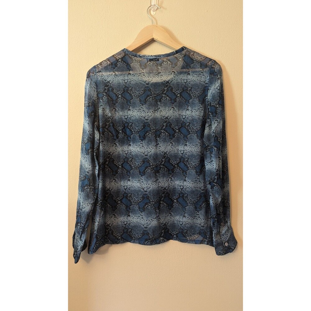 Equipment Silk Python Print Crew Neck Blouse Blue… - image 2